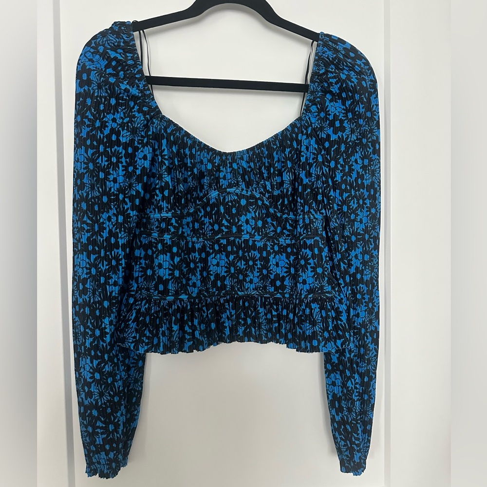Zara Floral Blue and Black Women's Top